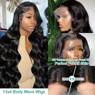 Body Wave 13x4 Hd Lace Frontal Wigs Natural Black Human Hair Wig-4