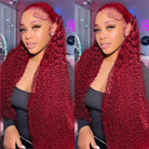 Deep Wave 99J Burgundy Color 13x6 Hd Lace Frontal Wigs Curly Human Hair Wig-6