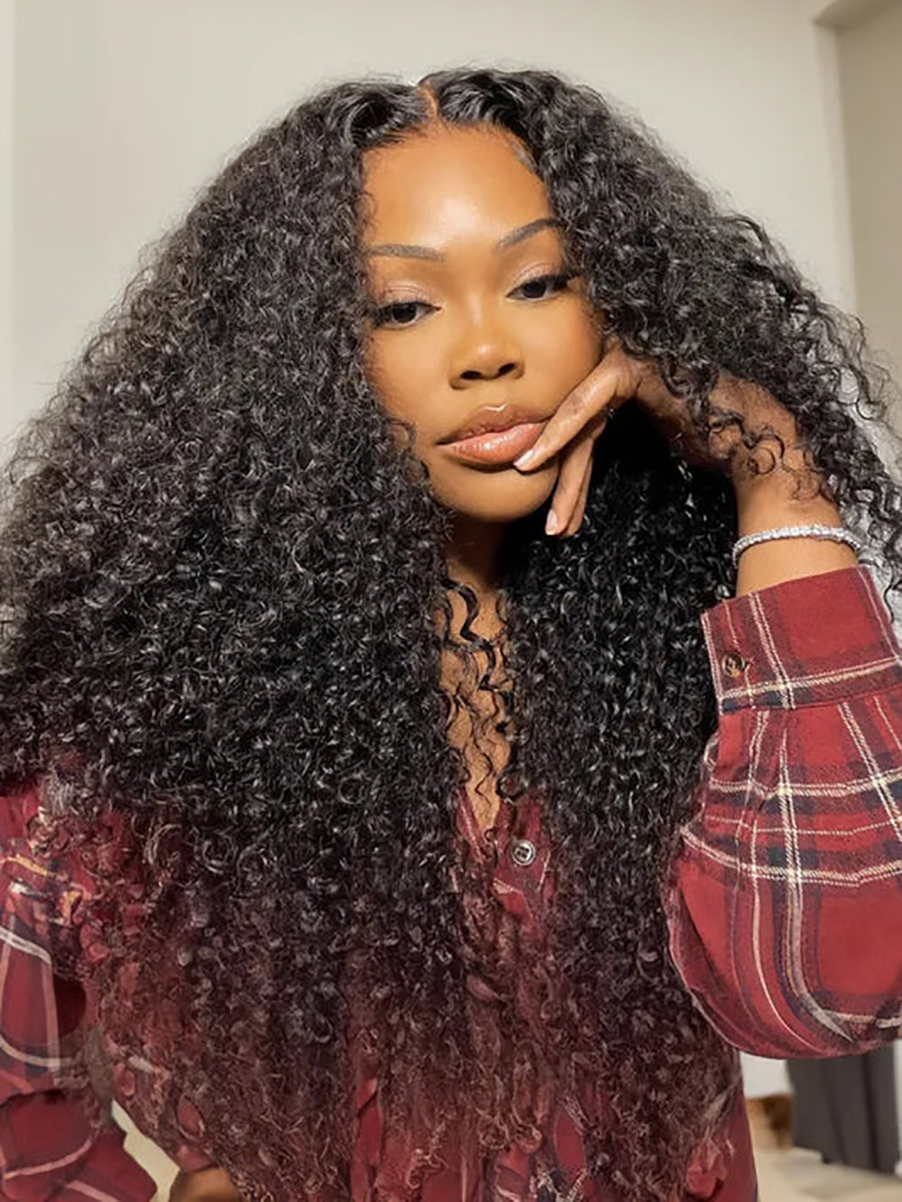 Kinky Curly 13x6 Hd Lace Frontal Wigs Natural Black 100% Human Virgin Hair Wig-1