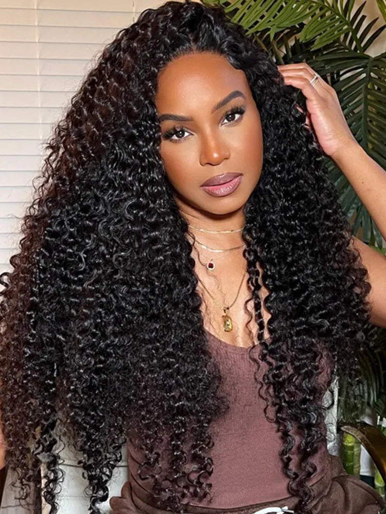 Kinky Curly 13x6 Hd Lace Frontal Wigs Natural Black 100% Human Virgin Hair Wig-3
